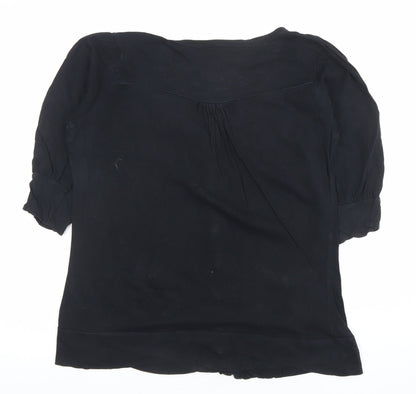 Denim Co Women’s Black 3/4 Sleeve Cotton Button-Up Top Size 14