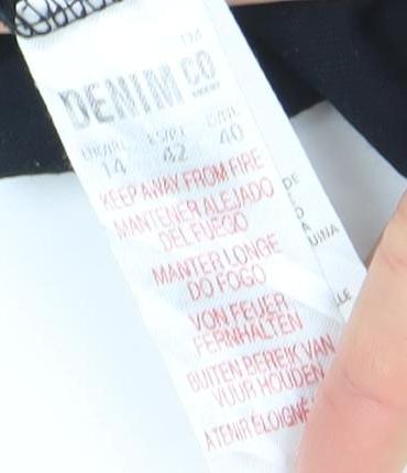 Denim Co Women’s Black 3/4 Sleeve Cotton Button-Up Top Size 14