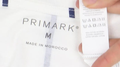 Primark Men's White Striped Brooklyn Graphic T-Shirt M