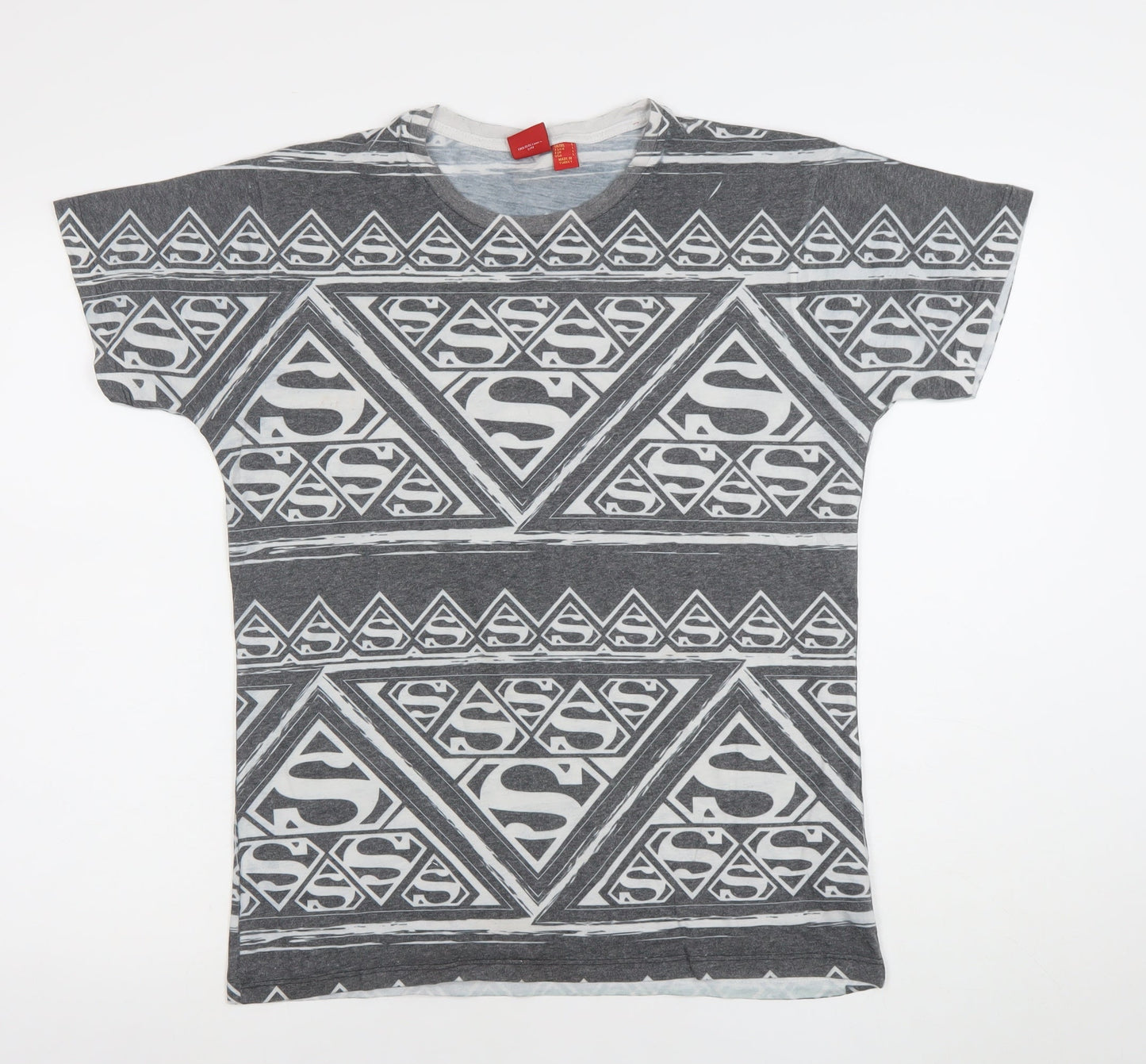 Womens UK Size M Superman Grey Basic T-Shirt