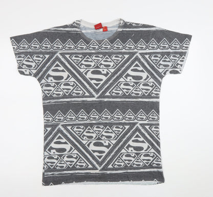 Womens UK Size M Superman Grey Basic T-Shirt