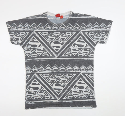 Womens UK Size M Superman Grey Basic T-Shirt