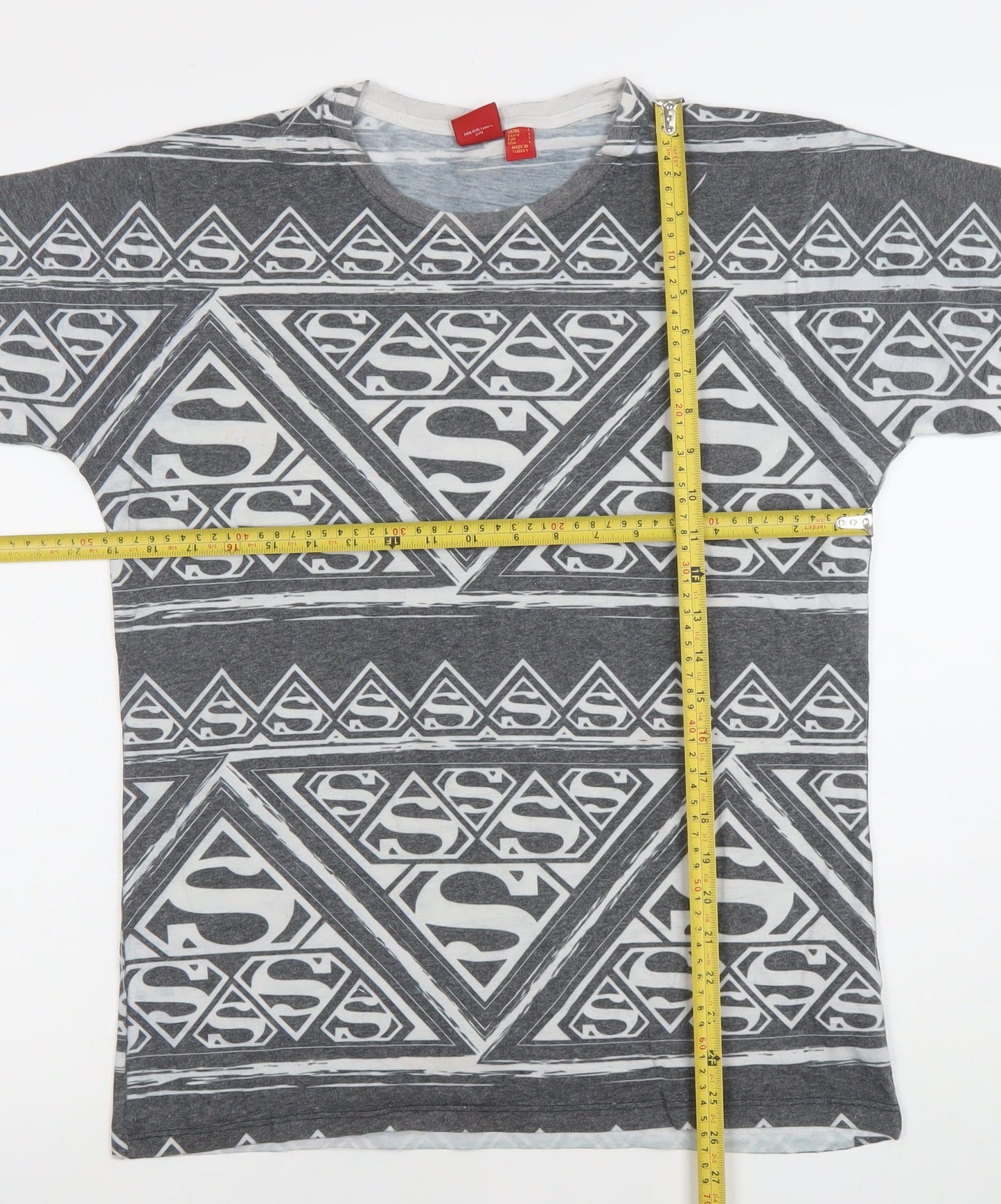 Womens UK Size M Superman Grey Basic T-Shirt