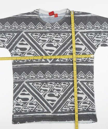 Womens UK Size M Superman Grey Basic T-Shirt