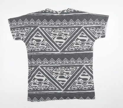 Womens UK Size M Superman Grey Basic T-Shirt