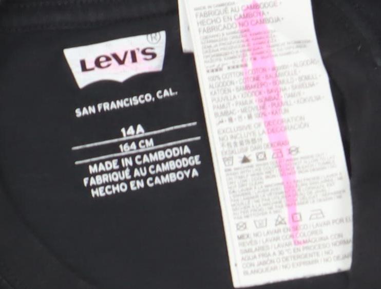 Boys UK Size 14 Years Levi's Black Basic T-Shirt