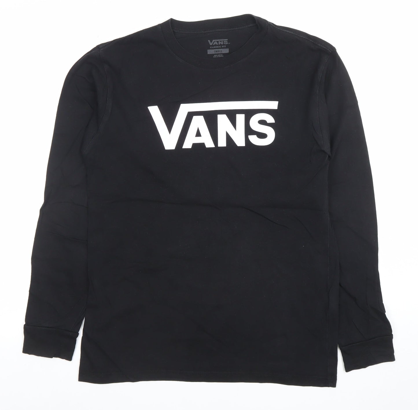 Vans Men's Black Classic Fit Long Sleeve Crew Neck T-Shirt Small