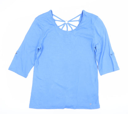 Womens UK Size 12 Marble Blue Basic T-Shirt