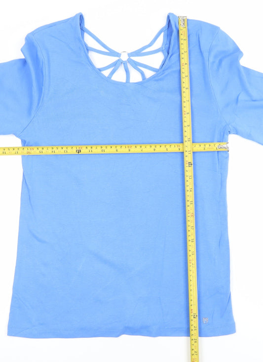 Womens UK Size 12 Marble Blue Basic T-Shirt