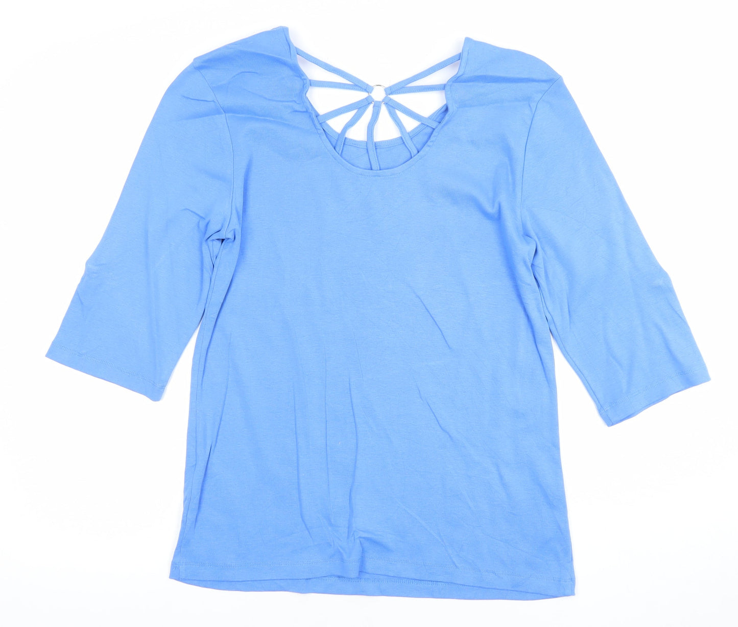 Womens UK Size 12 Marble Blue Basic T-Shirt