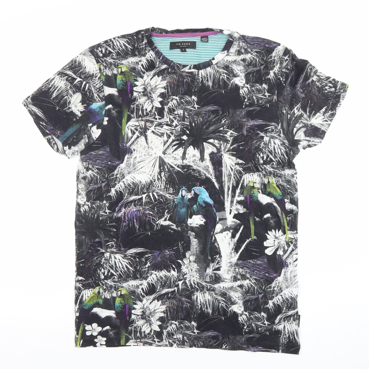 Ted Baker Men's Multicoloured Parrot Print Crew Neck T-Shirt Size M