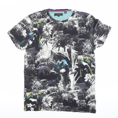 Ted Baker Men's Multicoloured Parrot Print Crew Neck T-Shirt Size M
