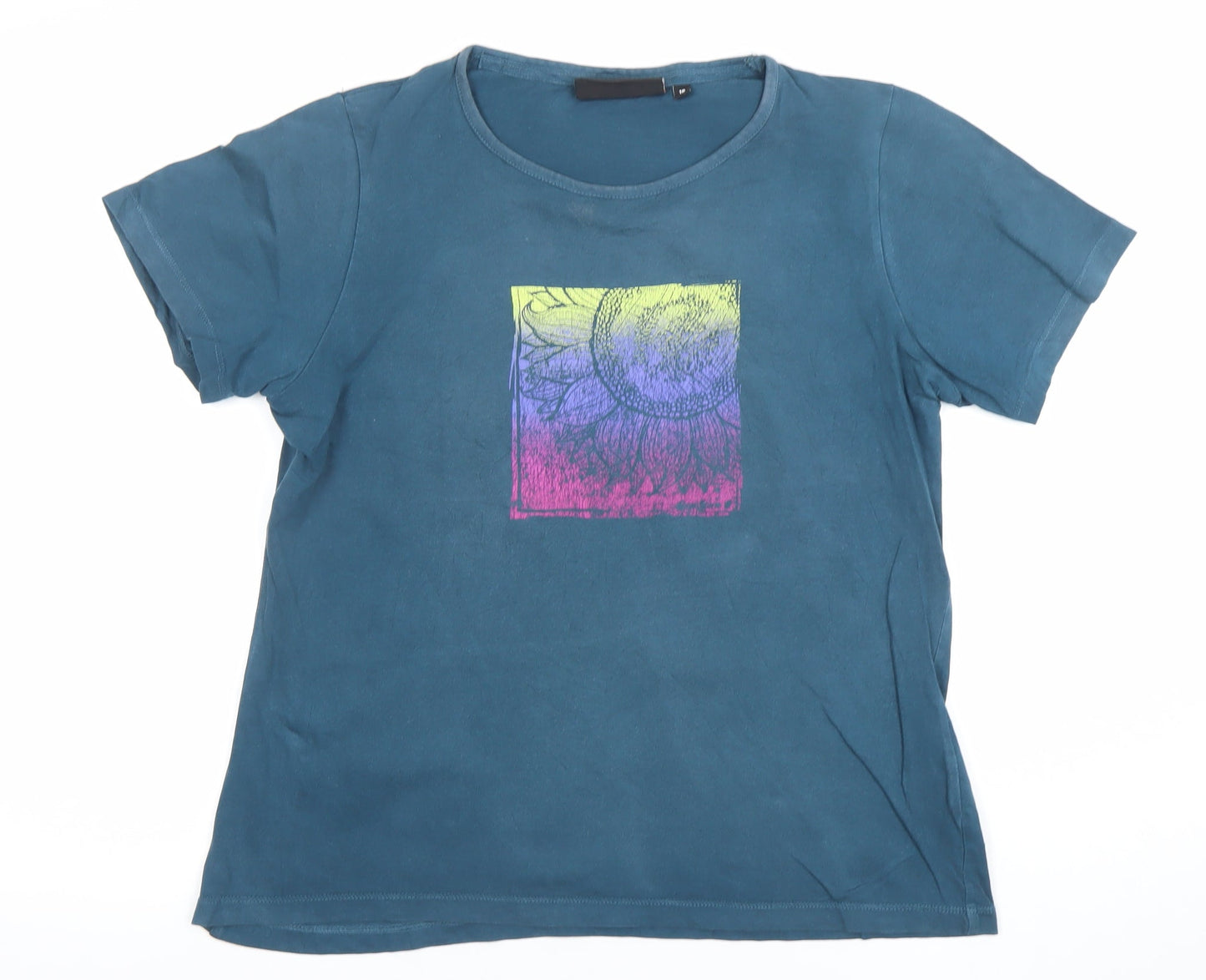 Peter Storm Women Blue Cotton Graphic T-Shirt Size 16