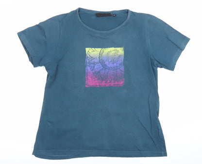 Peter Storm Women Blue Cotton Graphic T-Shirt Size 16