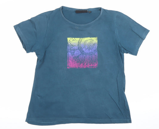 Peter Storm Women Blue Cotton Graphic T-Shirt Size 16