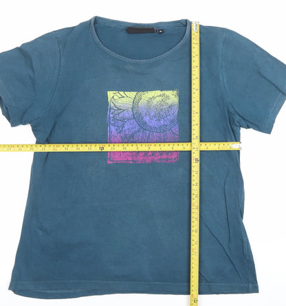 Peter Storm Women Blue Cotton Graphic T-Shirt Size 16