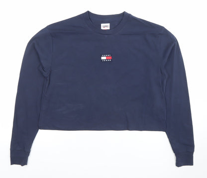 Womens UK Size M Tommy Jeans Blue Cropped T-Shirt