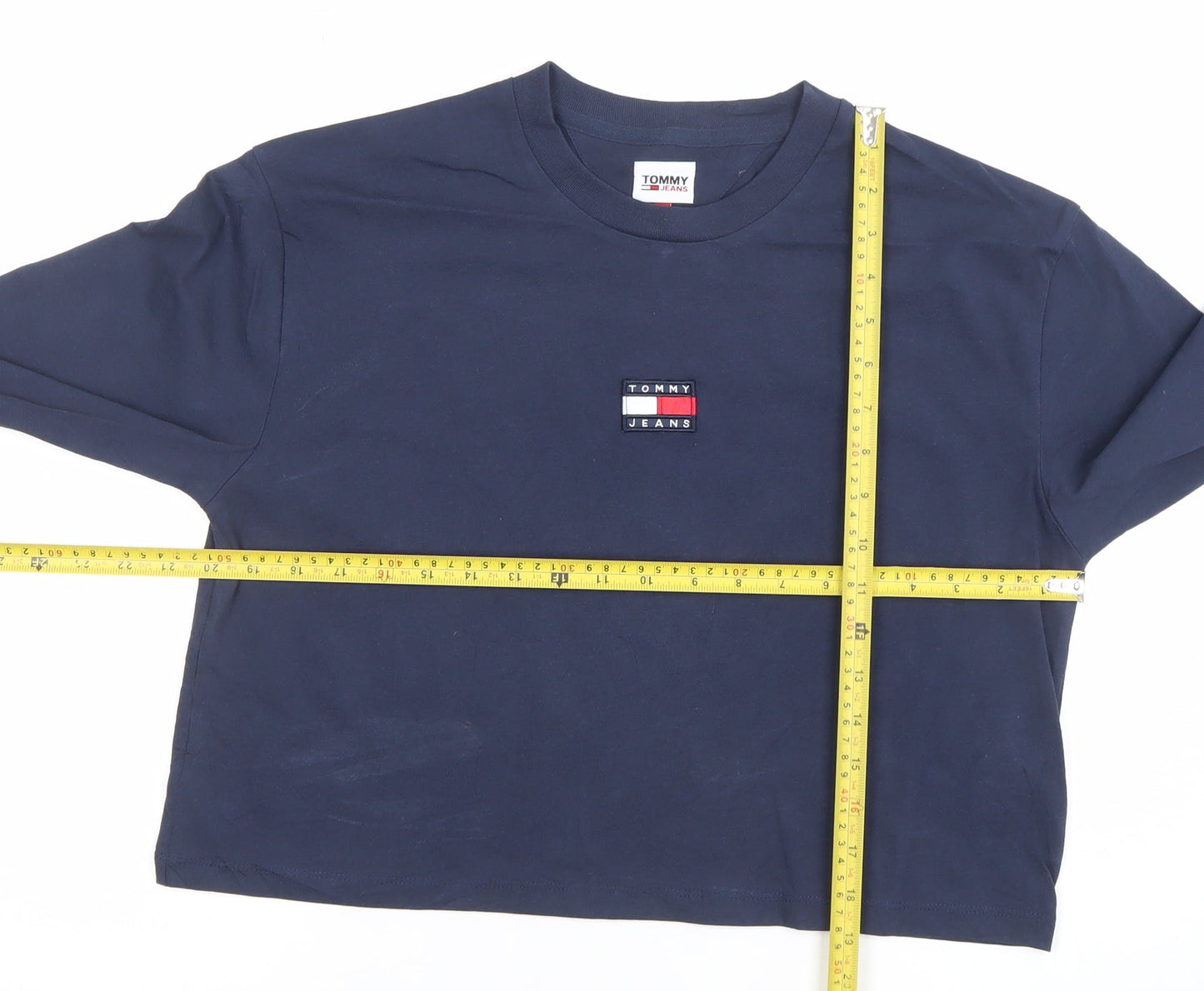 Womens UK Size M Tommy Jeans Blue Cropped T-Shirt