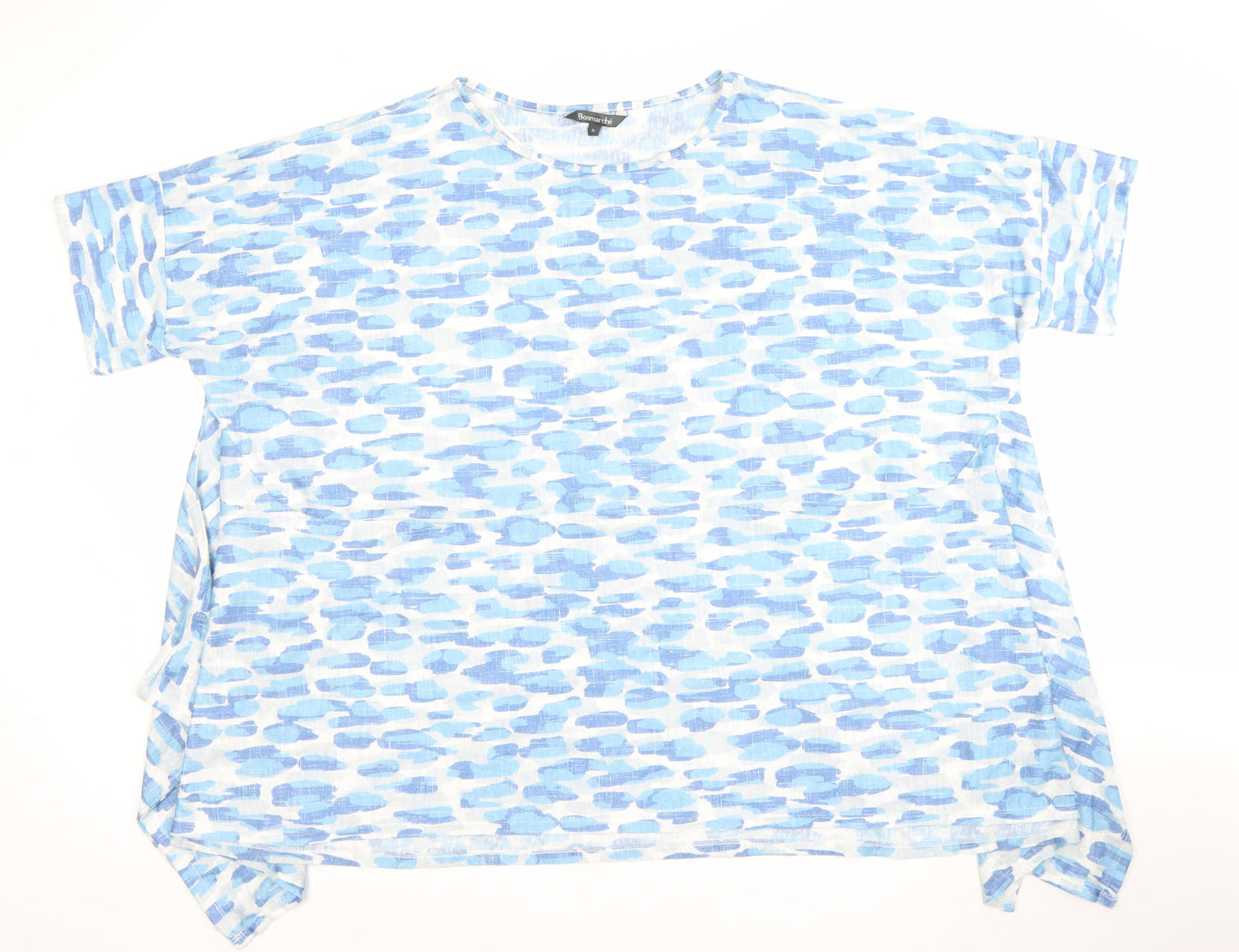 Bonmarché Women’s Blue Linen Short Sleeve Relaxed Fit T-Shirt XL