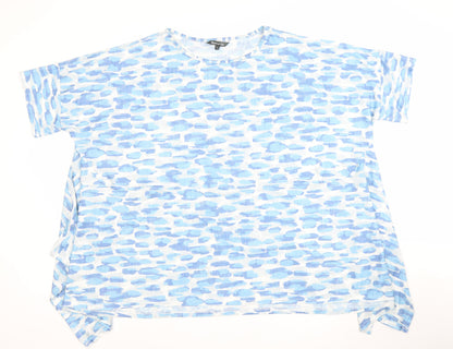 Bonmarché Women’s Blue Linen Short Sleeve Relaxed Fit T-Shirt XL