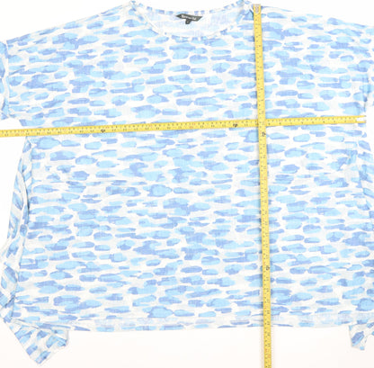 Bonmarché Women’s Blue Linen Short Sleeve Relaxed Fit T-Shirt XL