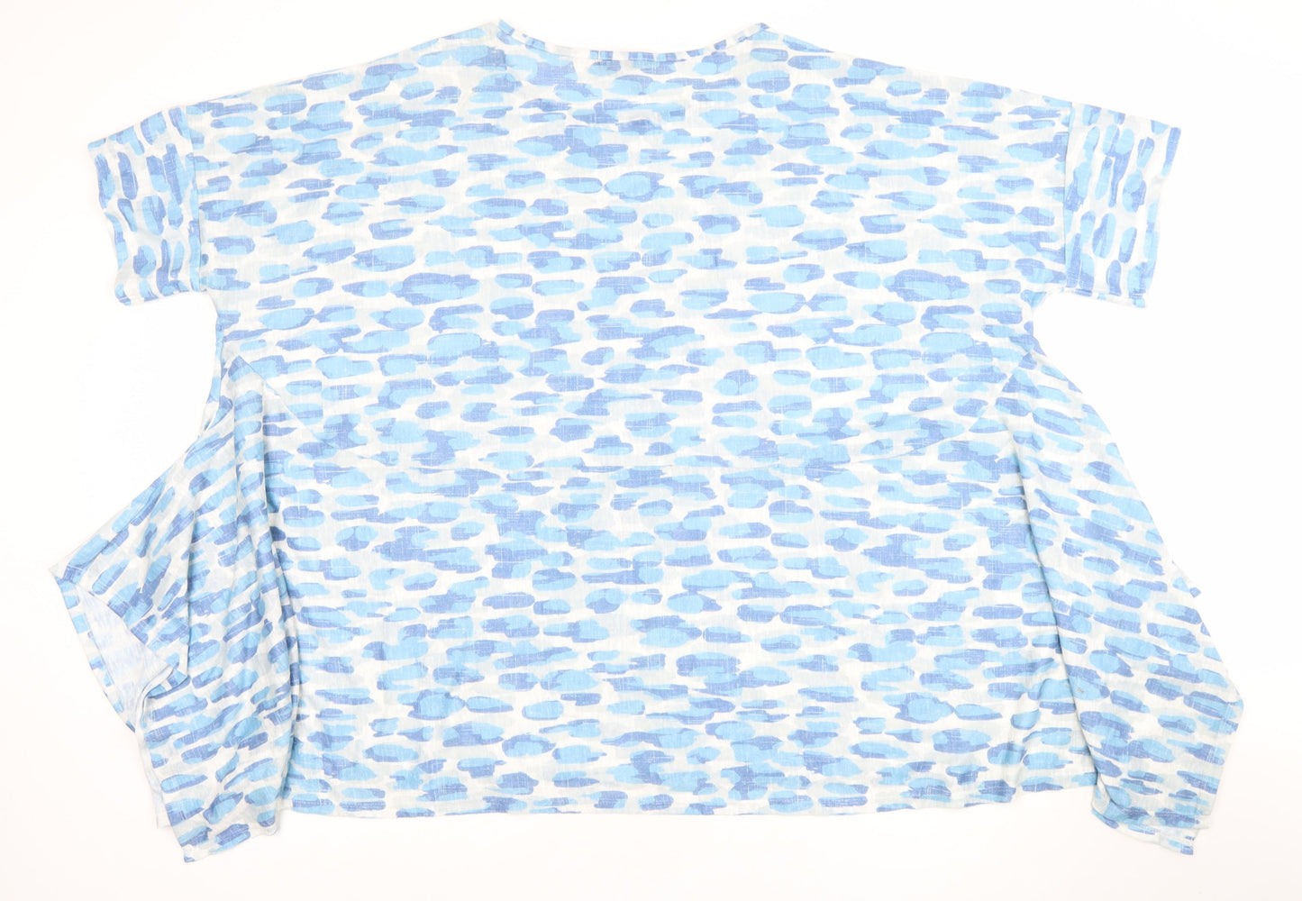 Bonmarché Women’s Blue Linen Short Sleeve Relaxed Fit T-Shirt XL