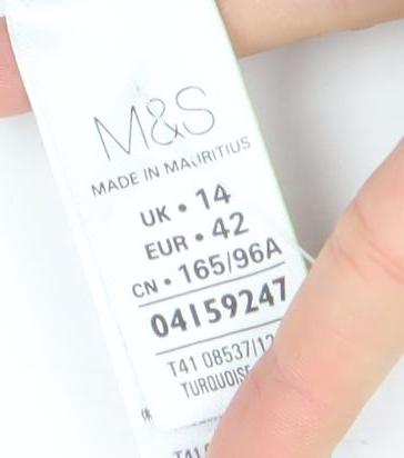 Womens UK Size 14 Marks and Spencer Blue Basic T-Shirt