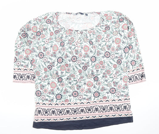 Isle Womens Multicoloured Floral Cotton Tunic Blouse Size 14
