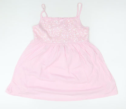 Next Girls Pink Sequin Strappy Cotton Party Dress 14 Years