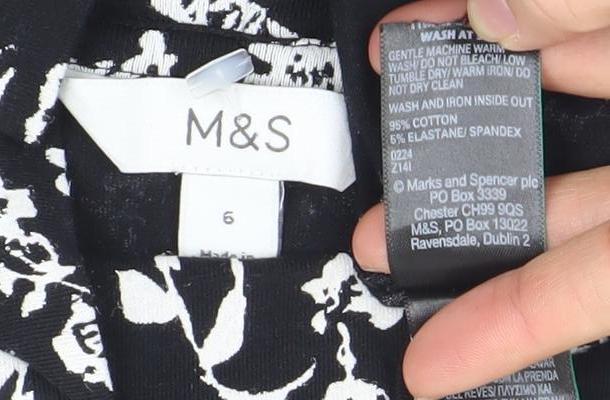 Womens UK Size 6 Marks and Spencer Black Basic T-Shirt