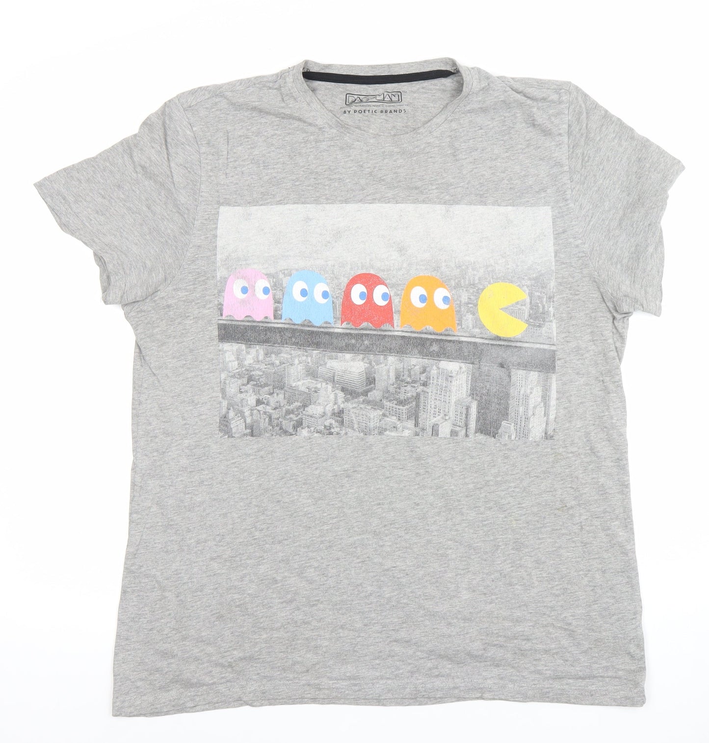 George Men's Grey Medium Pac-Man Graphic T-Shirt Cotton Blend