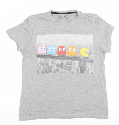 George Men's Grey Medium Pac-Man Graphic T-Shirt Cotton Blend