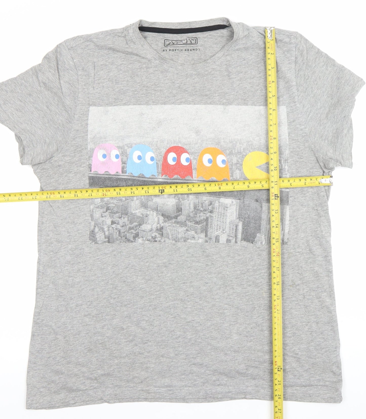 George Men's Grey Medium Pac-Man Graphic T-Shirt Cotton Blend