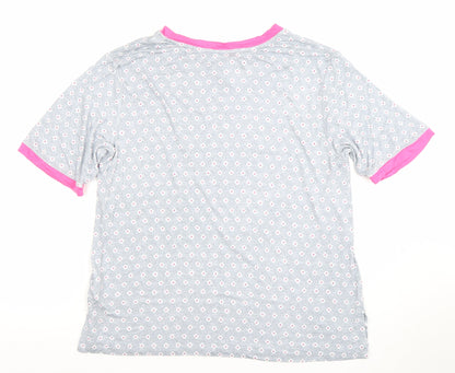 DKNY Women’s Grey Pink Logo Short Sleeve Jersey T-Shirt M