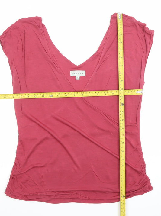 Womens UK Size XL Jigsaw Pink Wrap T-Shirt