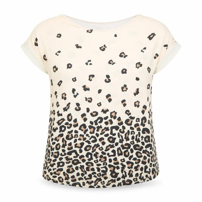 Oasis Women’s Beige Leopard Print Short Sleeve T-Shirt XS