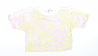 Womens UK Size 10 adidas Multicoloured Cropped T-Shirt