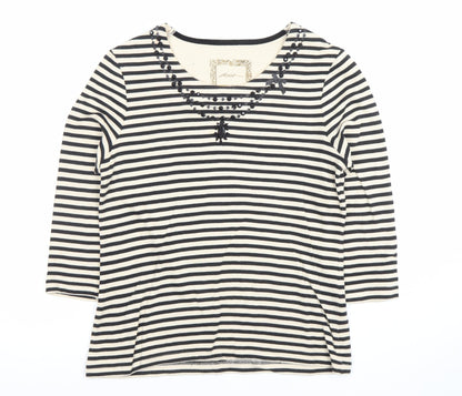 Dash Women’s Black Stripe 3/4 Sleeve Cotton T-Shirt Size 10