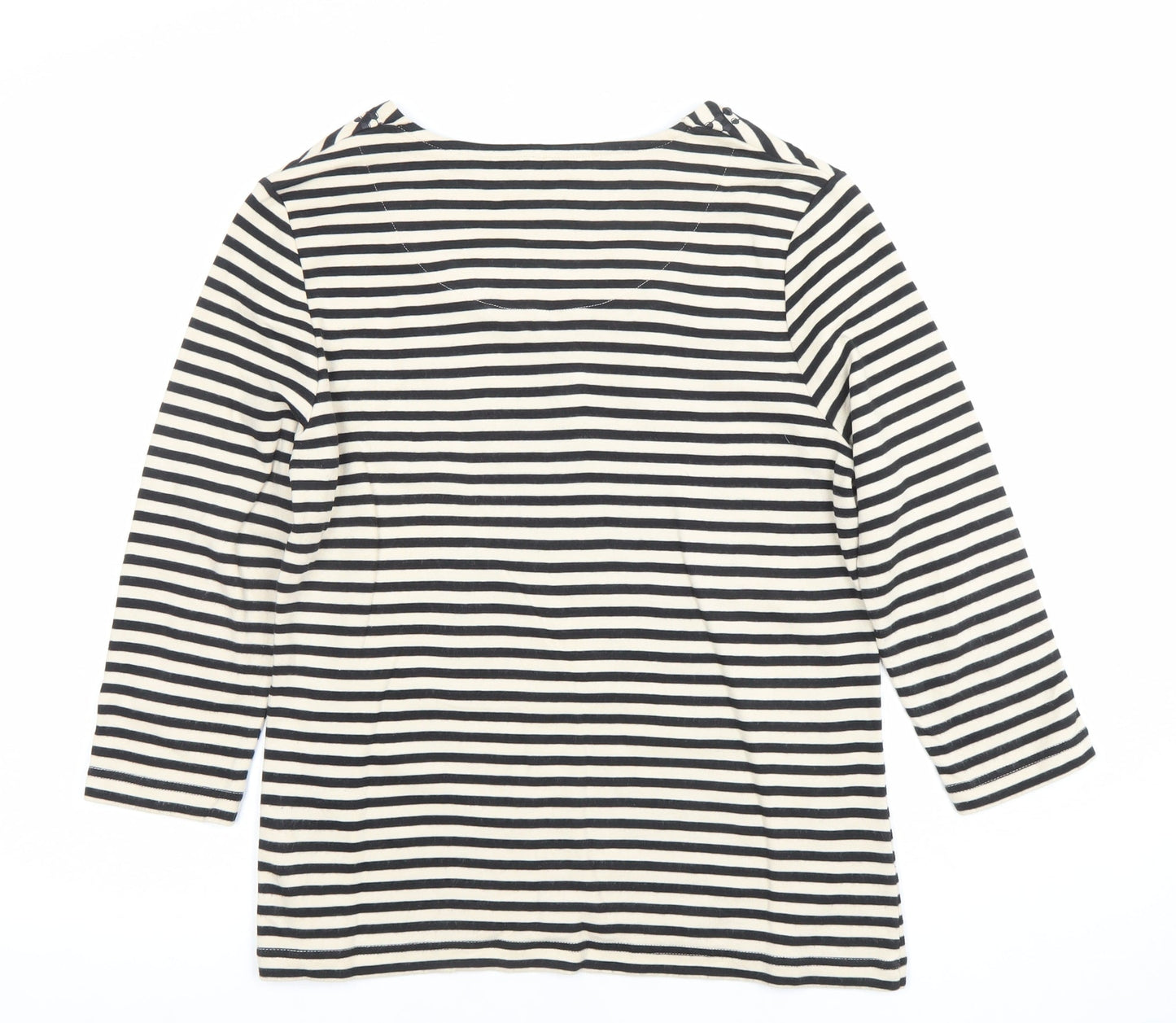 Dash Women’s Black Stripe 3/4 Sleeve Cotton T-Shirt Size 10