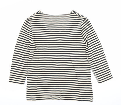 Dash Women’s Black Stripe 3/4 Sleeve Cotton T-Shirt Size 10