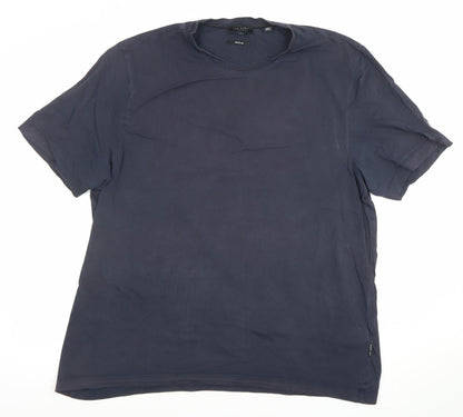Ted Baker Men's Blue Regular Fit Crew Neck Cotton T-Shirt Size L