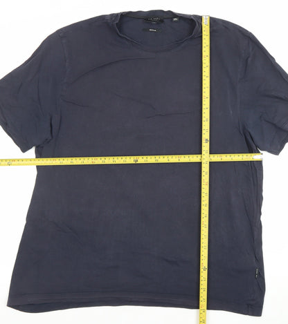 Ted Baker Men's Blue Regular Fit Crew Neck Cotton T-Shirt Size L