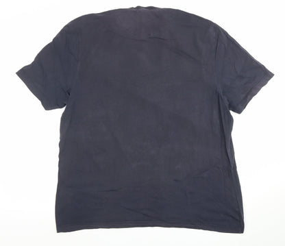 Ted Baker Men's Blue Regular Fit Crew Neck Cotton T-Shirt Size L
