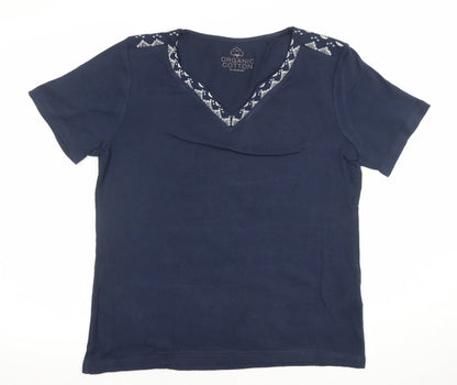 Womens UK Size 14/16 Damart Blue Basic T-Shirt