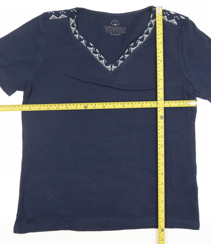 Womens UK Size 14/16 Damart Blue Basic T-Shirt