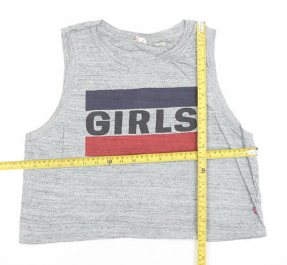 Levi's Womens Grey Cropped Tank Top Medium Casual Retro Style