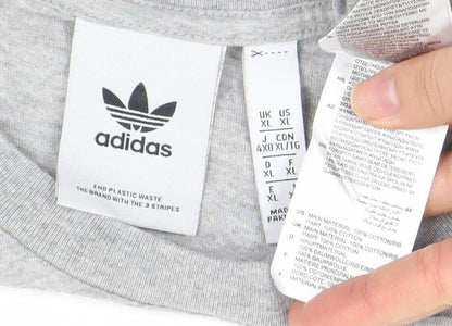 Adidas Men's Grey XL Trefoil Logo Regular Fit Short Sleeve T-Shirt