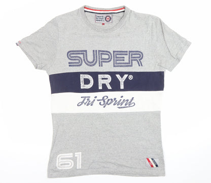 Superdry Men's Grey Colourblock Sports T-Shirt Size M