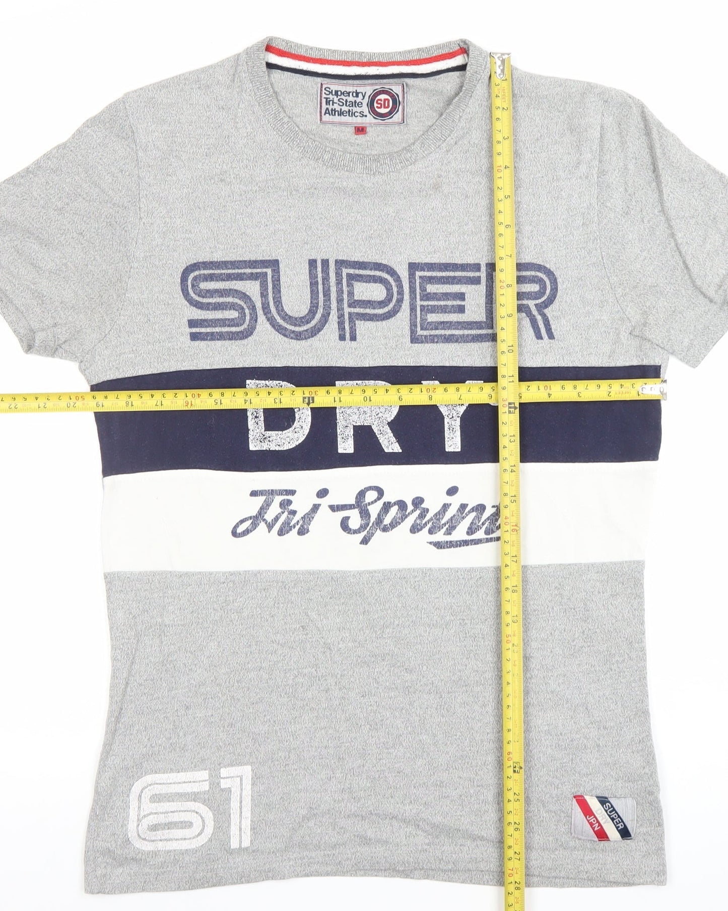 Superdry Men's Grey Colourblock Sports T-Shirt Size M