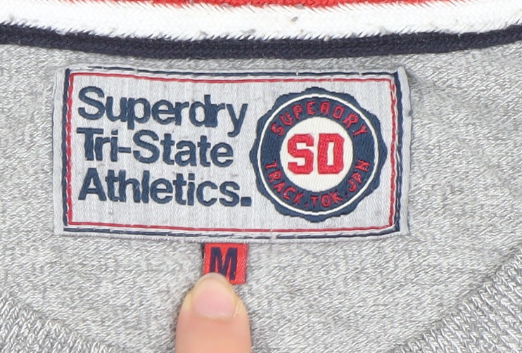 Superdry Men's Grey Colourblock Sports T-Shirt Size M